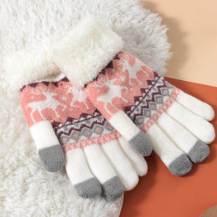 5 Prs Winter Thermal Fleece Lining Woman Acrylic Knitted Gloves