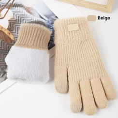 6 Prs Womens Double Layer Fleece Lined Knitted Glove