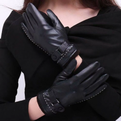 2 Prs Outdoor Warm Touch Screen Leather Gloves