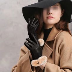3 Prs Fleece Lined Rex Rabbit Fur Cuff Genuine Sheepskin Leather Gloves